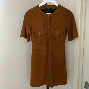 Zara Faux Suede Snap Buttons Mini Dress